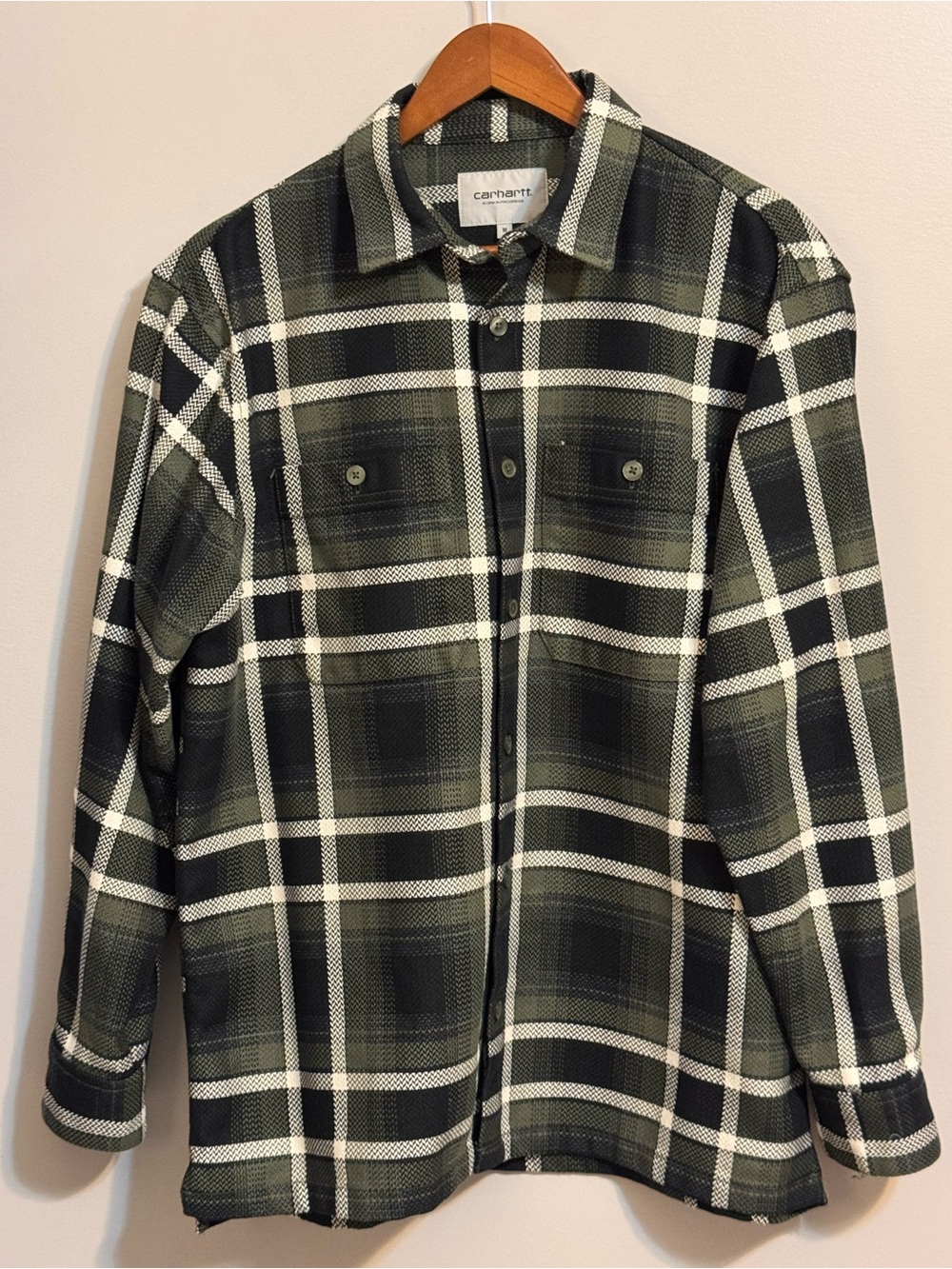 Carhartt WIP Vaughn Shirt Jacket Men’s M Green‎ Black Plaid 100% Cotton NWOT